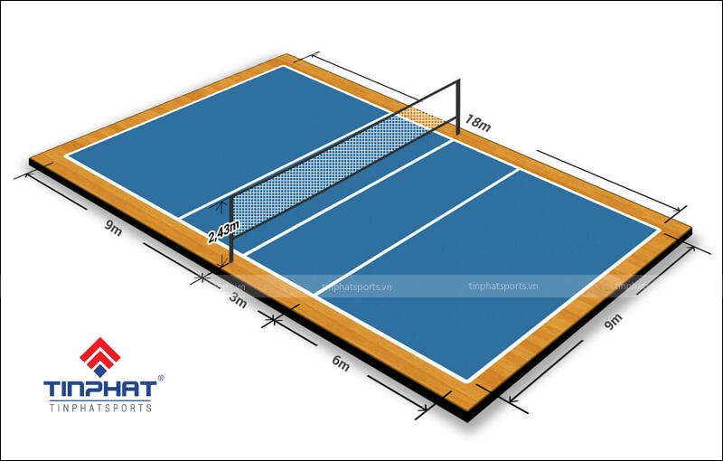 Kích thước chuẩn dùng để đo và vẽ sân bóng chuyền đúng tiêu chuẩn