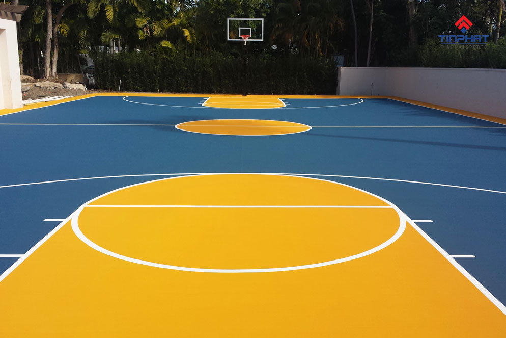 Thi công sơn sân bóng rổ bằng sơn Acrylic