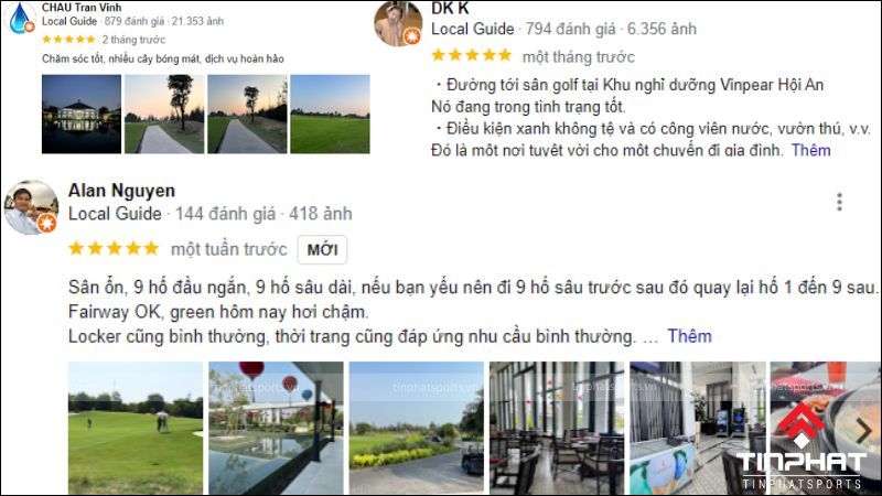 Đánh giá của khách hàng khi trải nghiệm tại sân Golf Vinpearl Nam Hội An