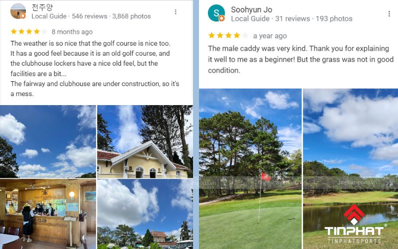 đánh giá của khách hàng về sân golf đà Lạt palace trên google map