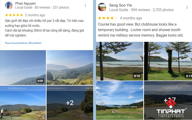 đánh giá của khách hàng về sân golf đà lạt 1200 trên google map