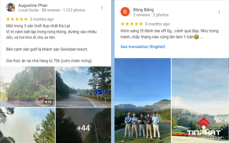 đánh giá của khách hàng về sân golf sacom tuyền lâm trên google map