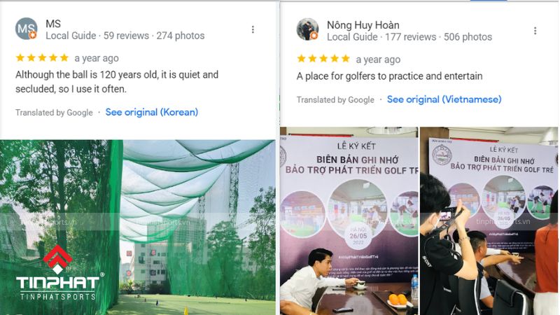 Đáng giá của khách hàng về sân golf Viettime Golf trên Google Maps