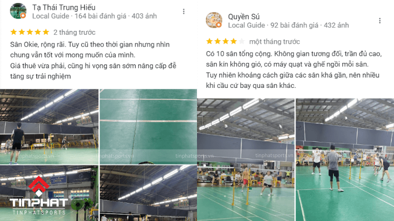 Đáng giá của khách hàng về sân cầu lông Bình Thới trên Google Maps