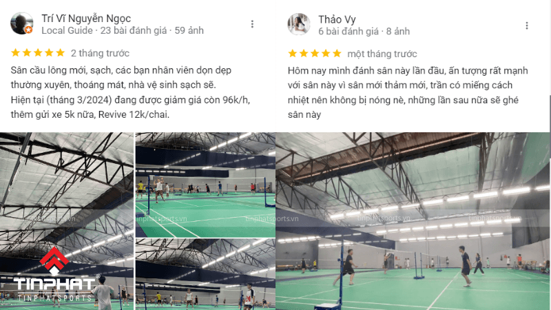 Đáng giá của khách hàng về sân cầu lông Rạng Đông trên Google Maps