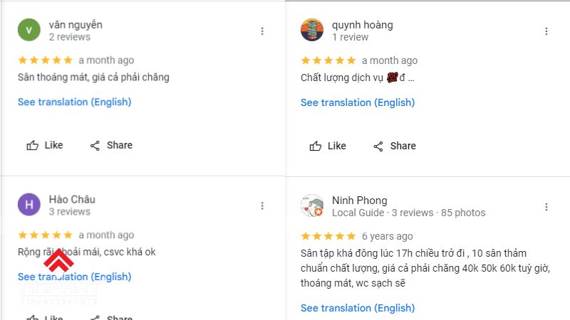 Đánh giá của khách hàng về sân cầu lông T19 - Thành Thái trên Google maps