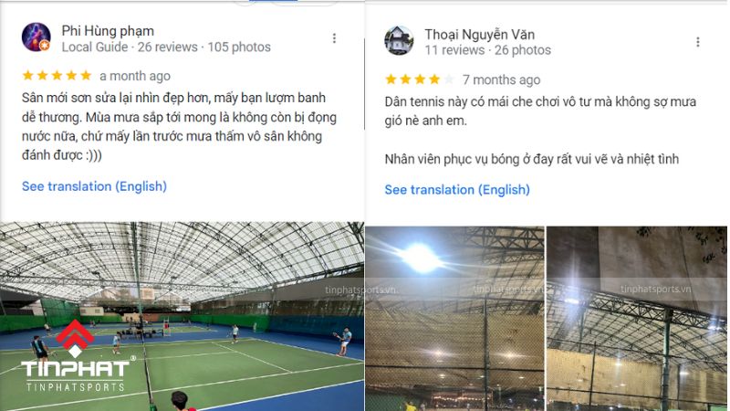 Đánh giá của khách hàng về sân tennis Kỳ Hòa quận 10 trên Google maps