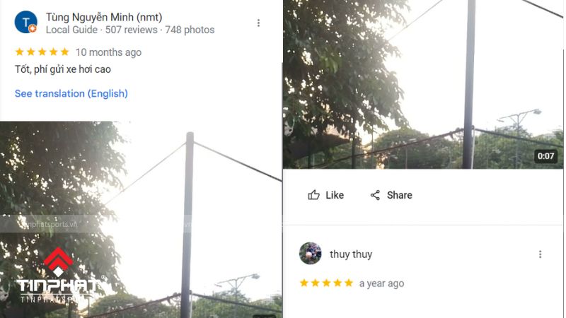 Đánh giá của khách hàng về sân tennis Vạn Bảo trên Google maps