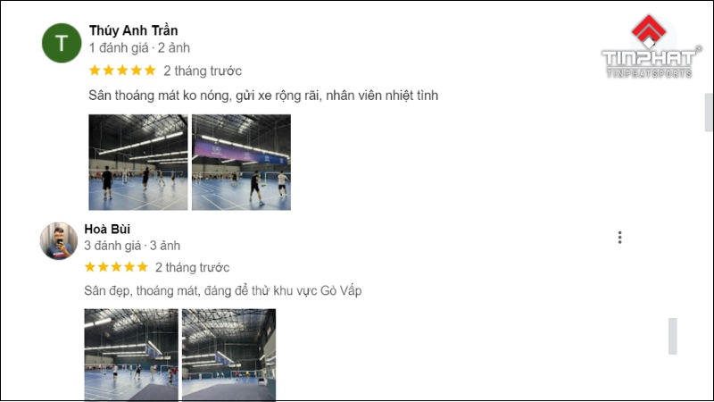 Đánh giá chân thực nhất từ khách hàng về sân cầu lông KAT Badminton trên Google maps