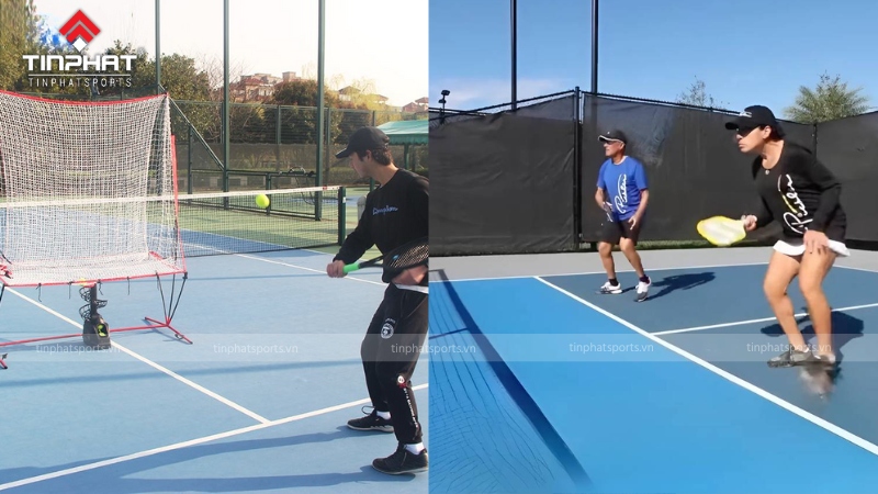 Tập pickleball với máy bắn bóng có thể linh hoạt tốc độ, góc độ, tần suất