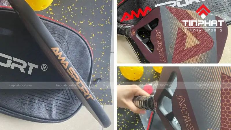 Vợt Pickleball Amasport được chế tác từ những chất liệu cao cấp như sợi carbon, graphite và polymer