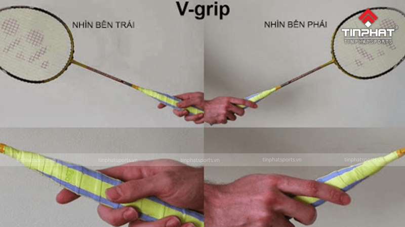 Cách cầm vợt cầu lông kiểu "V-grip"