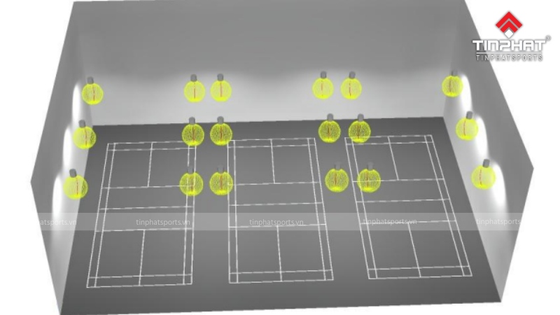 Cách bố trí đèn sân cầu lông