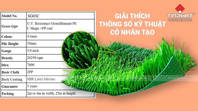 Để biết cỏ nhân tạo có chất lượng hay không cần để ý thông số kỹ thuật