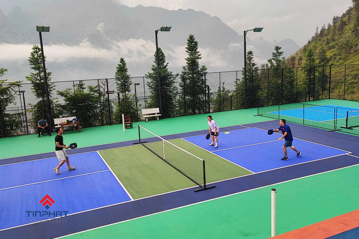 mẫu sân pickleball màu xanh lá
